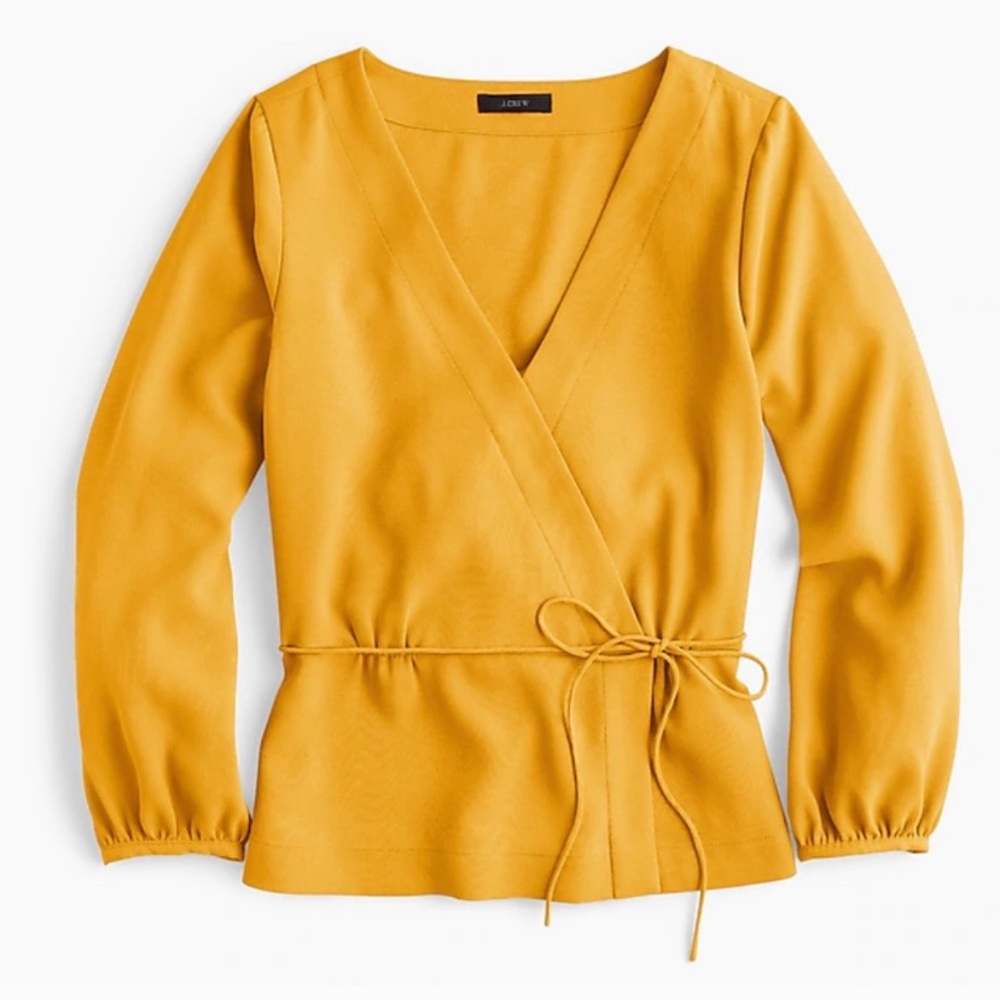 J. Crew Drapey Crepe Faux-Wrap Top